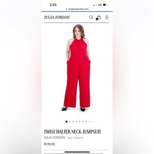NWOT Julia Jordan plus red crepe jumpsuit 16w